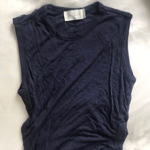 ALC dark blue cotton ruched day dress